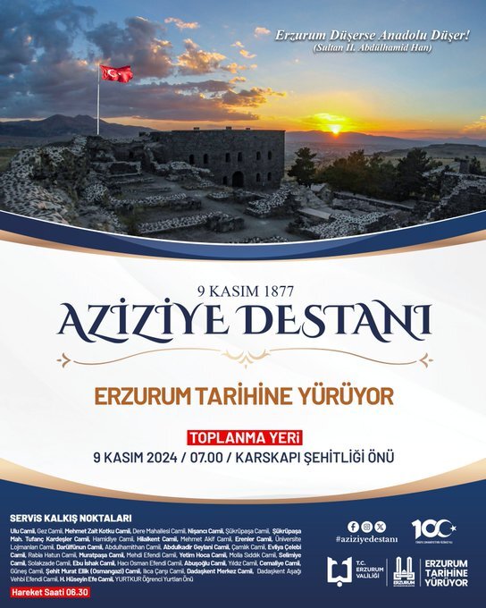 Erzurum, Aziziye Destanı’nın 147. Yıl Dönümünde Tarihine Yürüyor